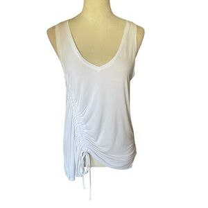Express Asymmetrical White Ruched Sleeveless Lightweight Y2K Tank Top Women Sz M